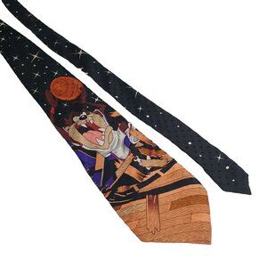 Looney Tunes Taz Basketball Necktie 100% Silk Warner Bros 1996 Vintage Movie